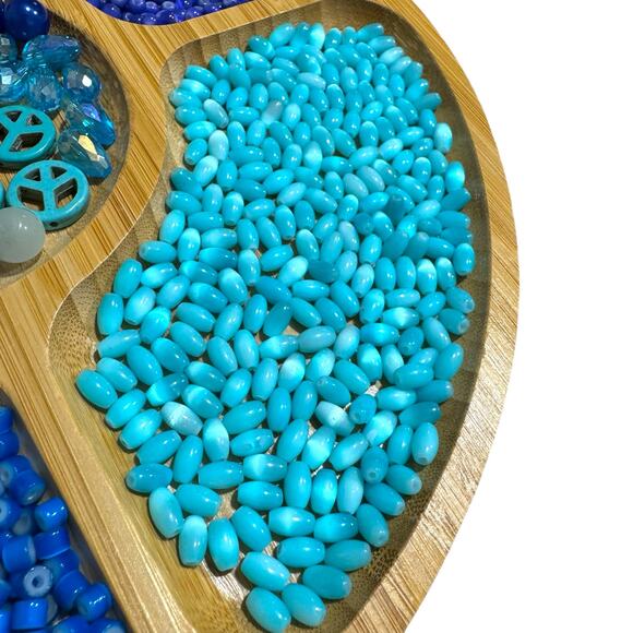 Blue Bead Lot - Glass Acrylic Resin Charms Peace Signs Stars Mixed Shapes - Picture 7 of 9